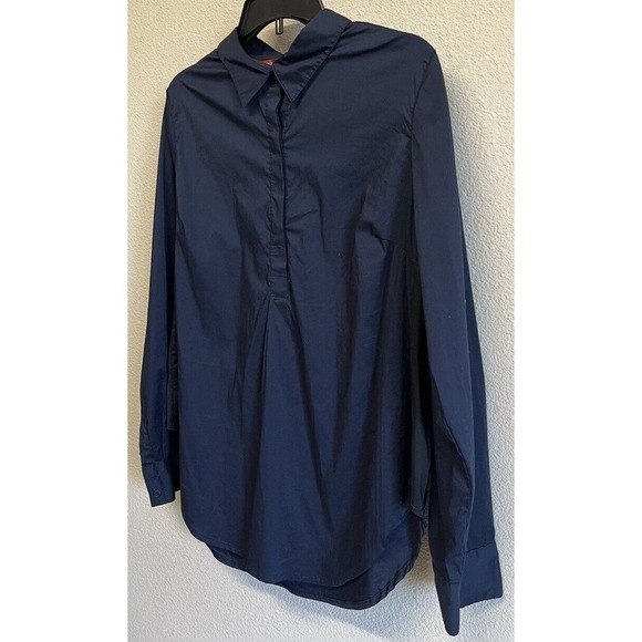 Universal Standard Navy Blue Elbe Popover Blouse Long Sleeve Size S/14 - Picture 8 of 10